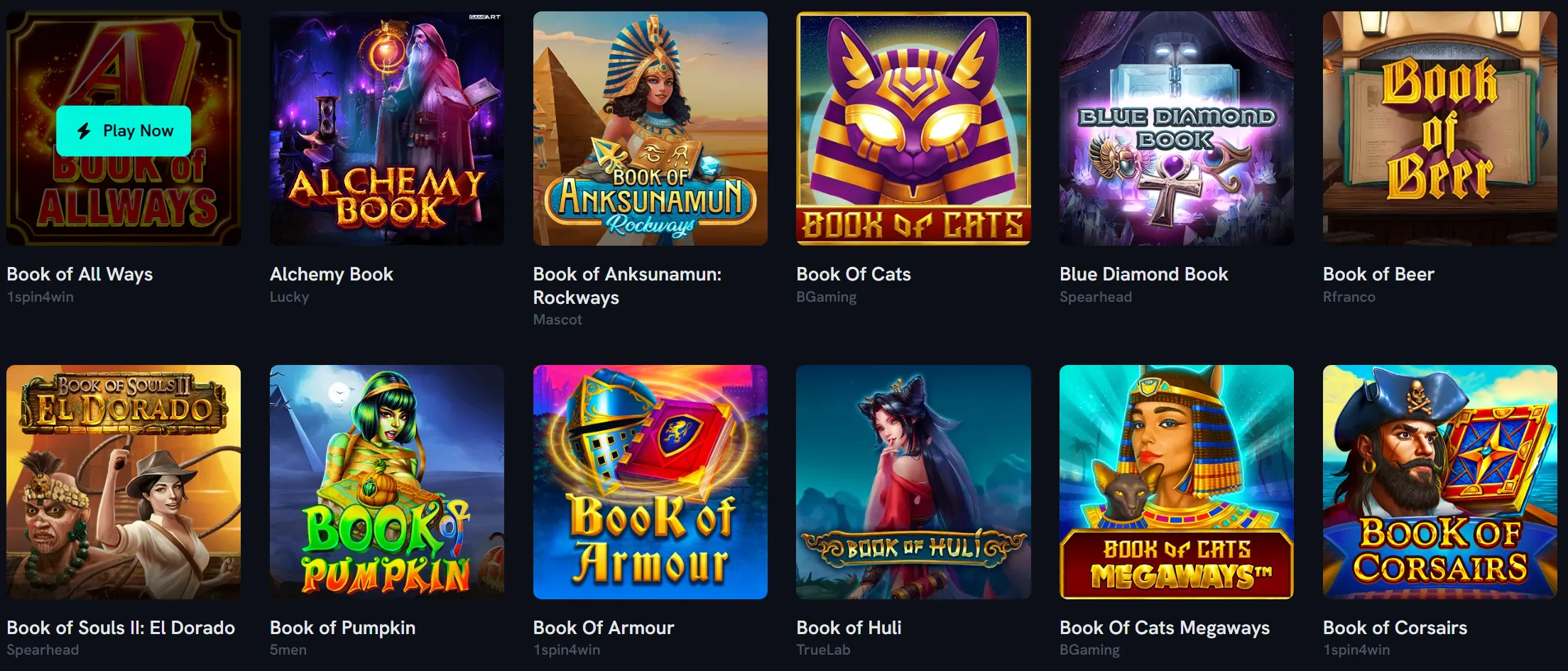 spinshark casino book games